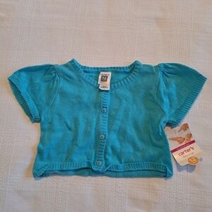 Carter's baby girls blue 12 months button up sweater new